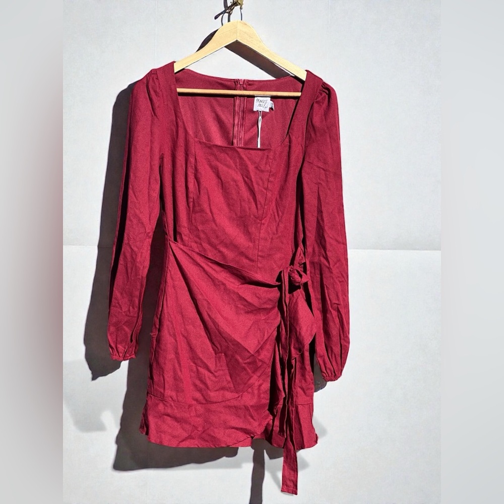 Princess Polly The Villa Mini Dress In Burgundy Size 6 - Picture 2 of 15